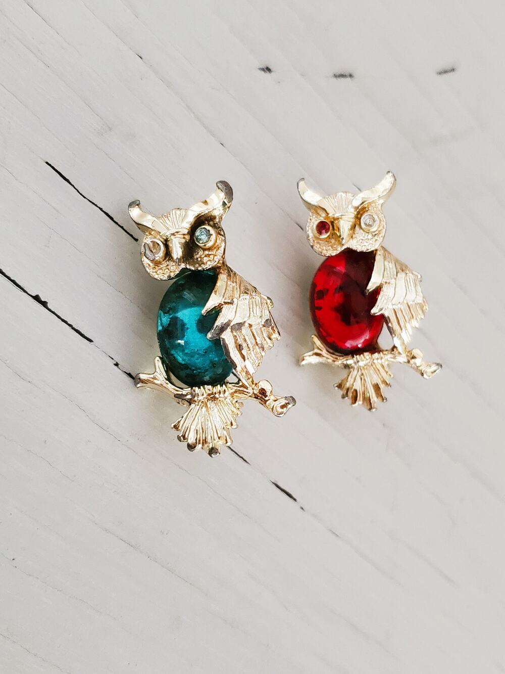 Vintage Gerry's Matching Owl Brooches